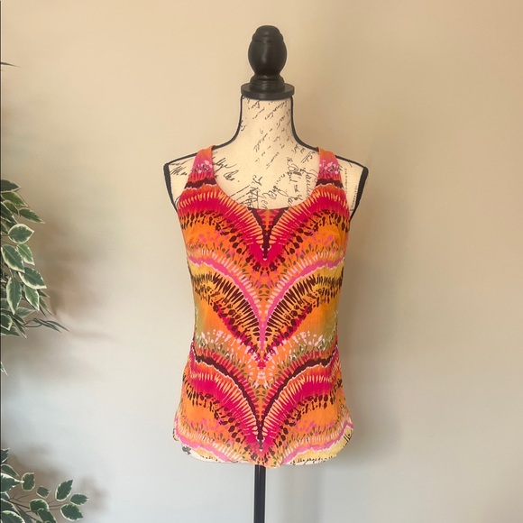 INC International Concepts Vibrant Pink and Orange Tank Top - Picture 1 of 6